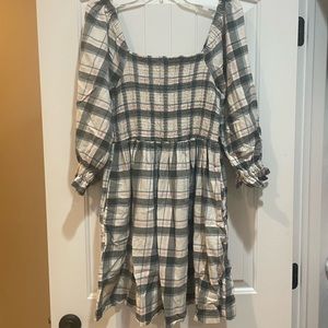 Madewell flannel plaid peasant dress XL